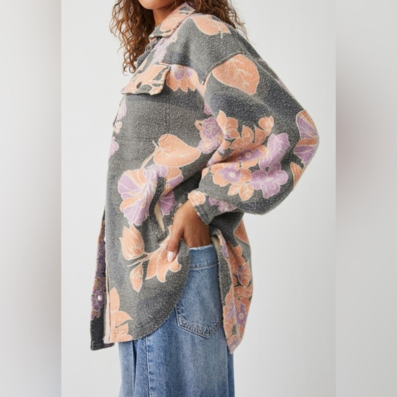 FREE PEOPLE PRINTED RUBY JACKET CHARCOAL COMBO Size medium - Picture 4 of 6